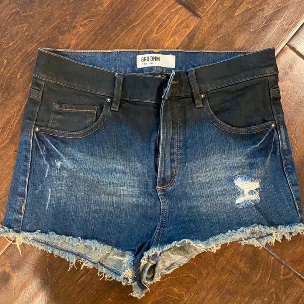 Denim, black ombré high wasted shorts